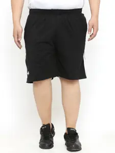 plusS Men Black Solid Regular Fit Regular Shorts
