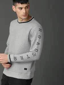 Roadster Men Grey Melange Solid Sweatshirt