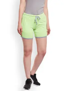 VIMAL JONNEY Women Green Solid Slim Fit Regular Shorts