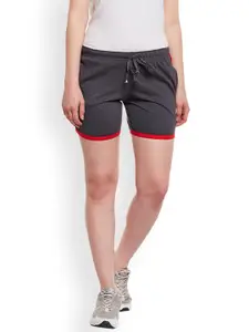 VIMAL JONNEY Women Charcoal Solid Slim Fit Regular Shorts