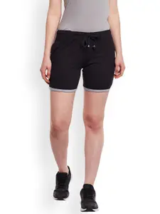 VIMAL JONNEY Women Black Solid Slim Fit Regular Shorts