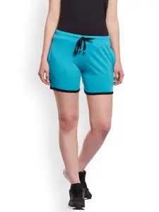 VIMAL JONNEY Women Blue Solid Slim Fit Regular Shorts