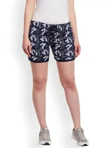 VIMAL JONNEY Women Navy Blue Printed Slim Fit Regular Shorts