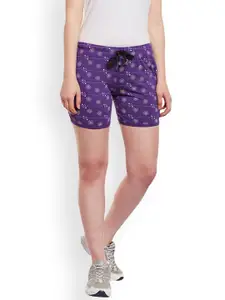 VIMAL JONNEY Women Purple Printed Slim Fit Regular Shorts