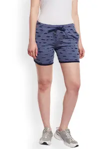 VIMAL JONNEY Women Navy Blue Self Design Slim Fit Regular Shorts