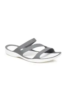 Crocs Women Grey Solid Synthetic Open Toe Flats