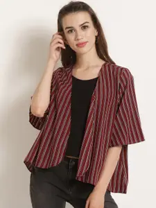 RARE Maroon & Black Striped Open Front Shrug