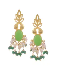 Silvermerc Designs Gold Plated Green Floral Sterling Silver Drop Earrings