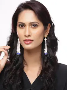 Silvermerc Designs Gold Plated White Contemporary Sterling Silver Drop Earrings