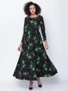 Tokyo Talkies Women Black Printed Maxi Dress