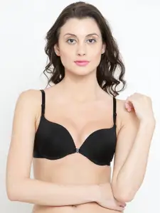 PrettyCat Black Solid Underwired Heavily Padded Push-Up Bra PC-BR-3046