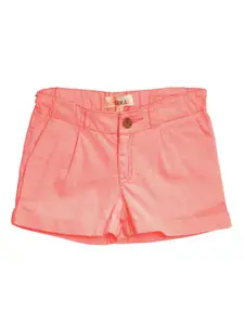 Sera Girls Pink Solid Regular Fit Shorts