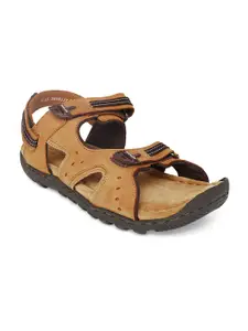 Woodland Men Tan Brown Leather Comfort Sandals