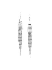 Moedbuille Silver-Toned Contemporary Drop Earrings