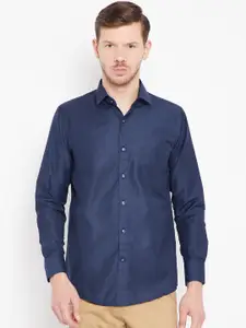 Shaftesbury London Men Blue Smart Tailored Fit Solid Casual Shirt