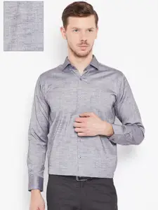 Shaftesbury London Men Grey  Smart Tailored Fit Solid Formal Shirt