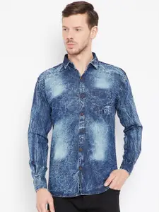 Shaftesbury London Men Blue Regular Fit Faded Denim Casual Shirt