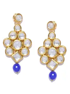 KARATCART Blue Gold-Plated Handcrafted Classic Drop Earrings