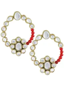 KARATCART Maroon Gold-Plated Handcrafted Oval Drop Earrings