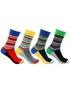 Bonjour Men Set of 4 Multicoloured Above Ankle-Length Striped Socks