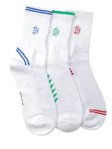 Bonjour Men Set of 3 White Calf-Length Socks