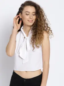 Sera Women White Solid Crop Top