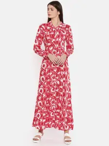 Global Desi Women Red Printed Shirt Dress