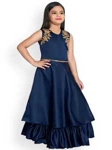 BETTY Girls Navy Blue Embellished Fit and Flare Dress
