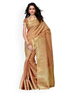 MIMOSA Brown Art Silk Woven Design Kanjeevaram Saree