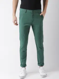 HIGHLANDER Men Teal Green Slim Fit Solid Chinos