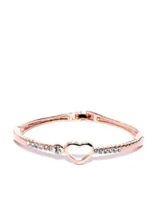 Jewels Galaxy Rose Gold-Plated Stone-Studded Handcrafted Bangle-Style Bracelet