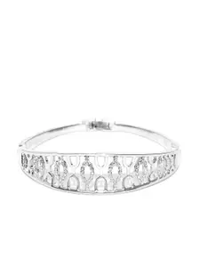 Jewels Galaxy Silver-Plated Handcrafted Bangle-Style Bracelet