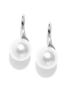 OOMPH White Silver-Plated Handcrafted Contemporary Drop Earrings