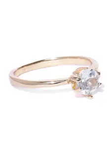 OOMPH Gold-Plated CZ-Stone Studded Ring