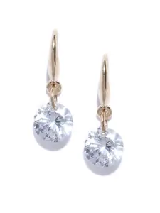 OOMPH Gold-Plated Handcrafted CZ Studded Contemporary Drop Earrings