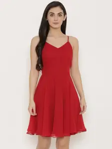 MABISH by Sonal Jain Red Fit and Flare Skater Dress