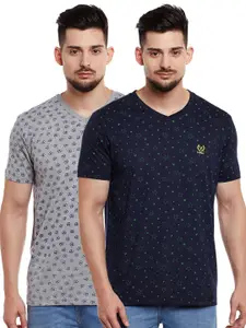 MACK JONNEY Men Pack of 2 Printed V-Neck T-shirts