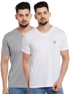 MACK JONNEY Men Pack of 2 Solid V-Neck T-shirts