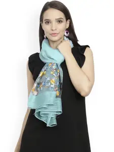 FabSeasons Blue Embroidered Scarf