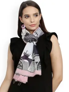 FabSeasons Women Off-White & Black Printed Scarf