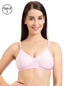 Tweens Pink Solid Pack of 2 Non Padded Seamless Everyday Bras TW294-2PC-PK