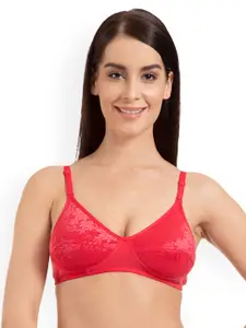 Tweens Coral Red Self-Design Non-Wired Non Padded Everyday Bra TW287CRL