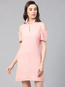 Zima Leto Women Peach-Coloured Solid A-Line Dress