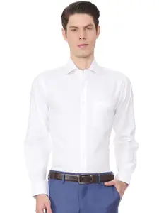 Van Heusen Men White Regular Fit Self Design Formal Shirt