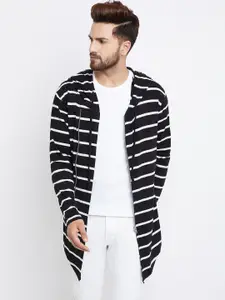 CHILL WINSTON Men Black & White Striped Tailored Jacket