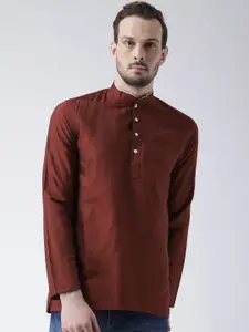 KISAH Men Brown Solid Straight Short Kurta