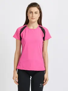Tuna London Women Pink Solid Round Neck T-shirt