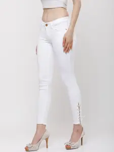 Tokyo Talkies Women White Super Skinny Fit Mid-Rise Clean Look Stretchable Jeans