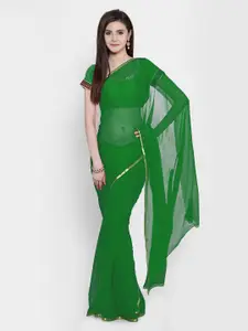 Chhabra 555 Green Solid Poly Chiffon Saree