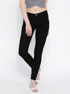 Fashion Cult Women Black Slim Fit Mid-Rise Clean Look Jeans